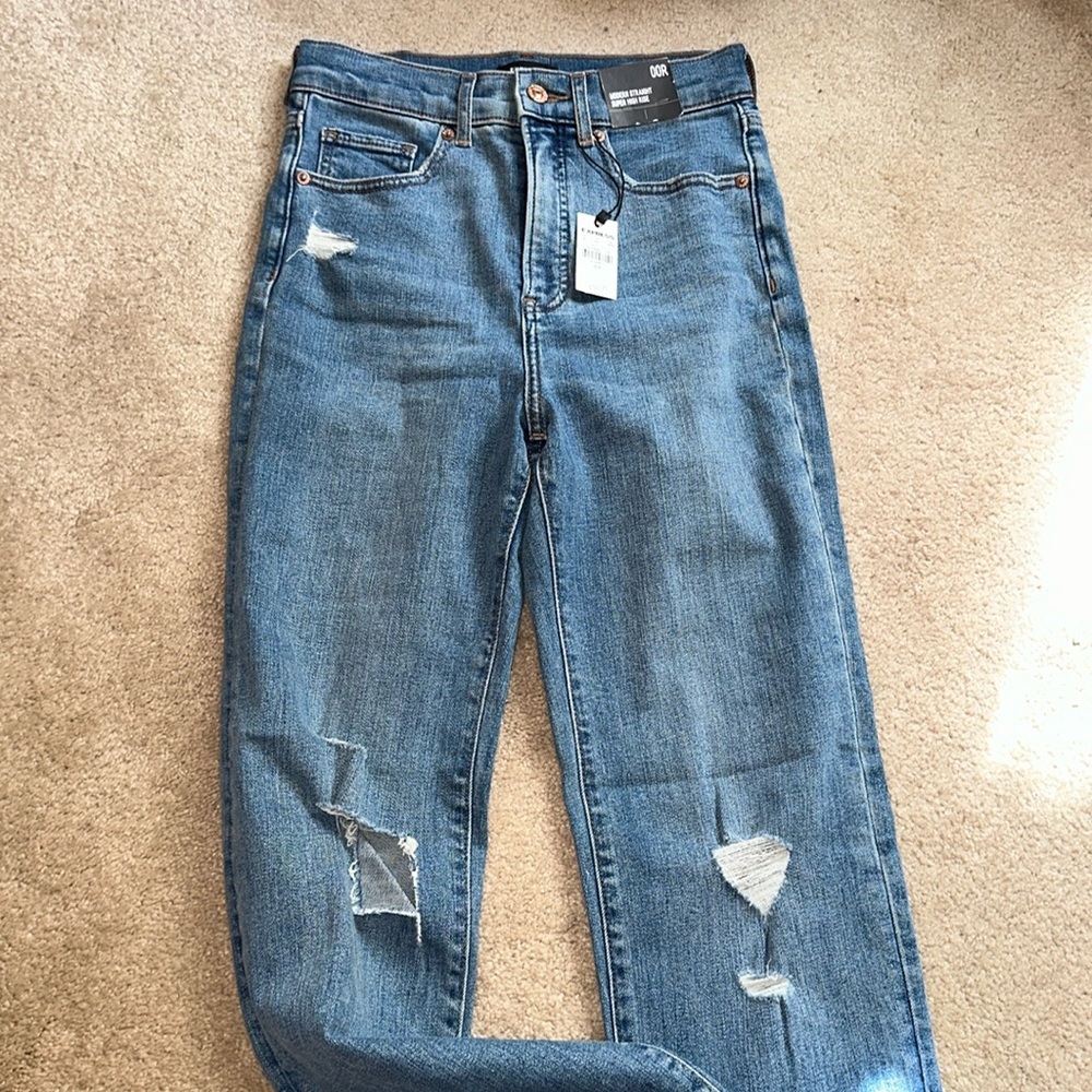 Express Modern straight super high rise jeans